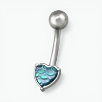 Stalen navelpiercing met opaal hartje - Unisex