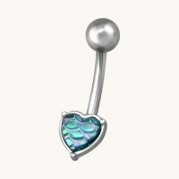 Stalen navelpiercing met opaal hartje - Unisex