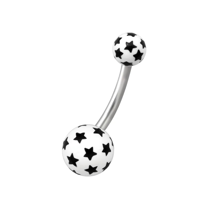 Sterren Stalen Navelpiercing met Acryl Balletjes - Unisex