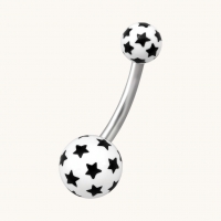Sterren Stalen Navelpiercing met Acryl Balletjes - Unisex