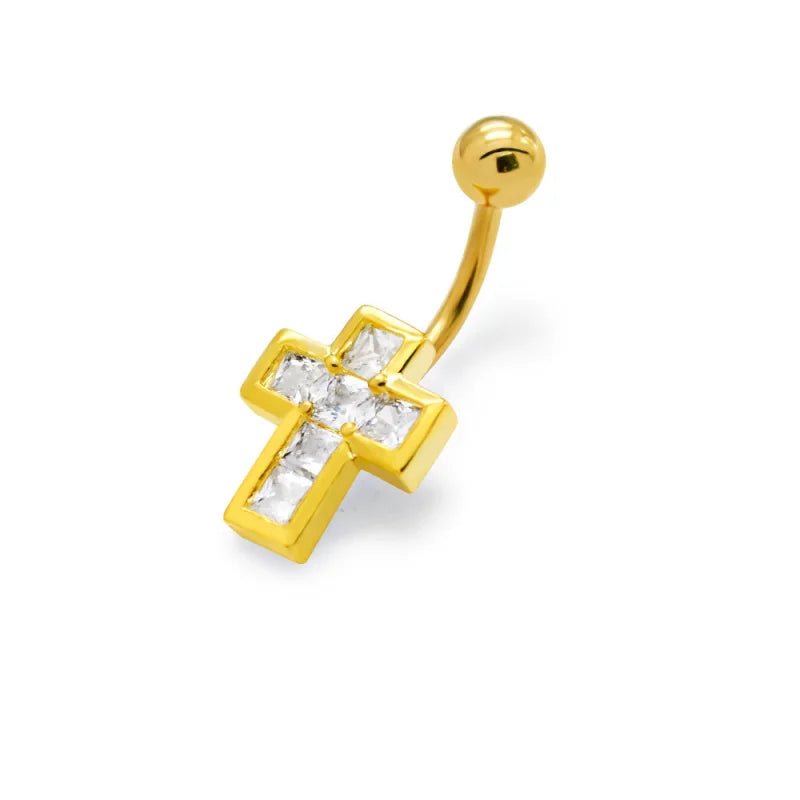 Goudkleurige Stijlvolle Navelpiercing met Zirkonia - Unisex