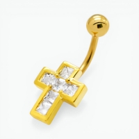 Goudkleurige Stijlvolle Navelpiercing met Zirkonia - Unisex
