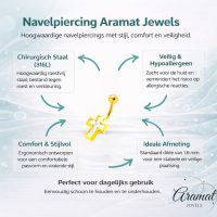 Goudkleurige Stijlvolle Navelpiercing met Zirkonia - Unisex