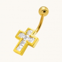 Goudkleurige Stijlvolle Navelpiercing met Zirkonia - Unisex