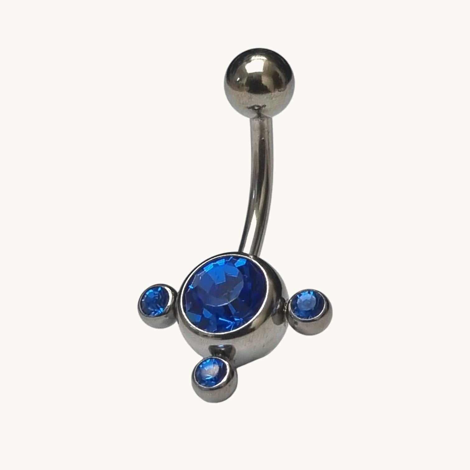 RVS Navelpiercing met Saffier Blauwe Zirkonia - Unisex