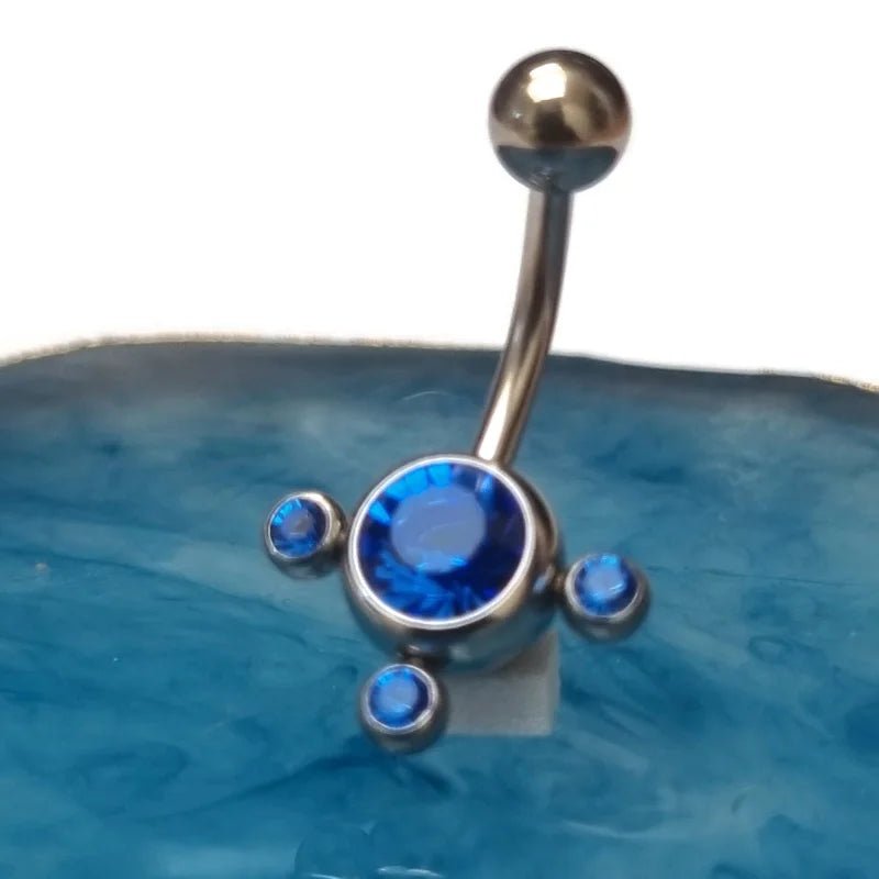 RVS Navelpiercing met Saffier Blauwe Zirkonia - Unisex