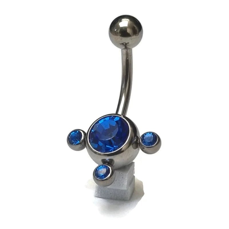 RVS Navelpiercing met Saffier Blauwe Zirkonia - Unisex