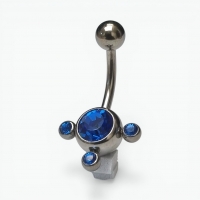 RVS Navelpiercing met Saffier Blauwe Zirkonia - Unisex