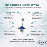 RVS Navelpiercing met Saffier Blauwe Zirkonia - Unisex