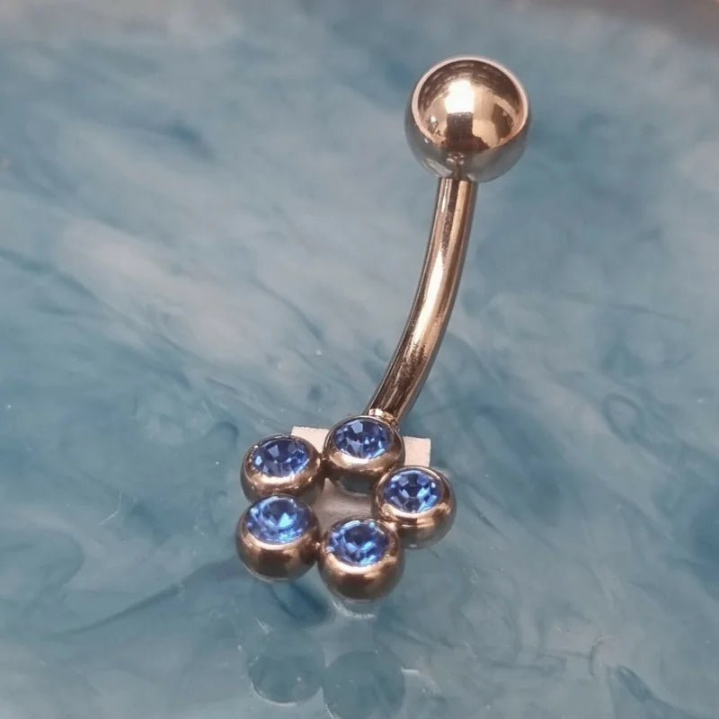 Stalen Navelpiercing met Saffierblauwe Zirkonia - Unisex