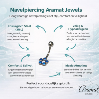 Stalen Navelpiercing met Saffierblauwe Zirkonia - Unisex
