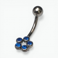 Stalen Navelpiercing met Saffierblauwe Zirkonia - Unisex