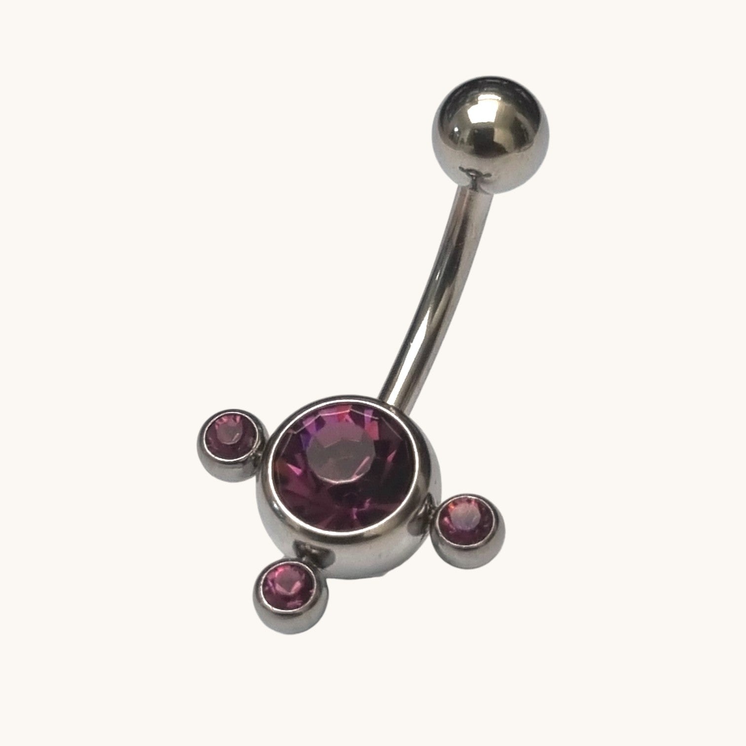 Paarse Zirkonia Navelpiercing - Stijlvolle 3 Dots - Unisex