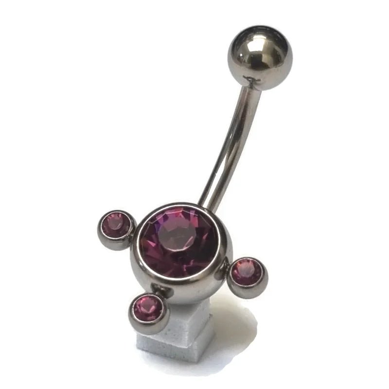 Paarse Zirkonia Navelpiercing - Stijlvolle 3 Dots - Unisex
