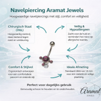Paarse Zirkonia Navelpiercing - Stijlvolle 3 Dots - Unisex