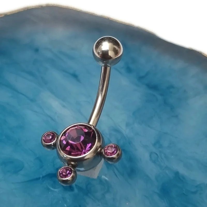 Paarse Zirkonia Navelpiercing - Stijlvolle 3 Dots - Unisex