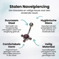 Paarse Zirkonia Navelpiercing - Stijlvolle 3 Dots - Unisex