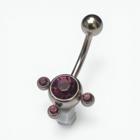 Paarse Zirkonia Navelpiercing - Stijlvolle 3 Dots - Unisex
