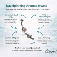 Stalen Navelpiercing met Zirkonia Bolletjes - Heren