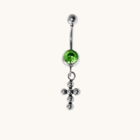 Stalen Navelpiercing met Groene Zirkonia - Unisex
