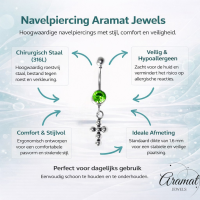 Stalen Navelpiercing met Groene Zirkonia - Unisex