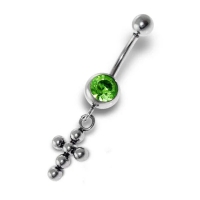 Stalen Navelpiercing met Groene Zirkonia - Unisex