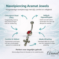 Rood Zirkonia Kruisje Stalen Navelpiercing - Heren