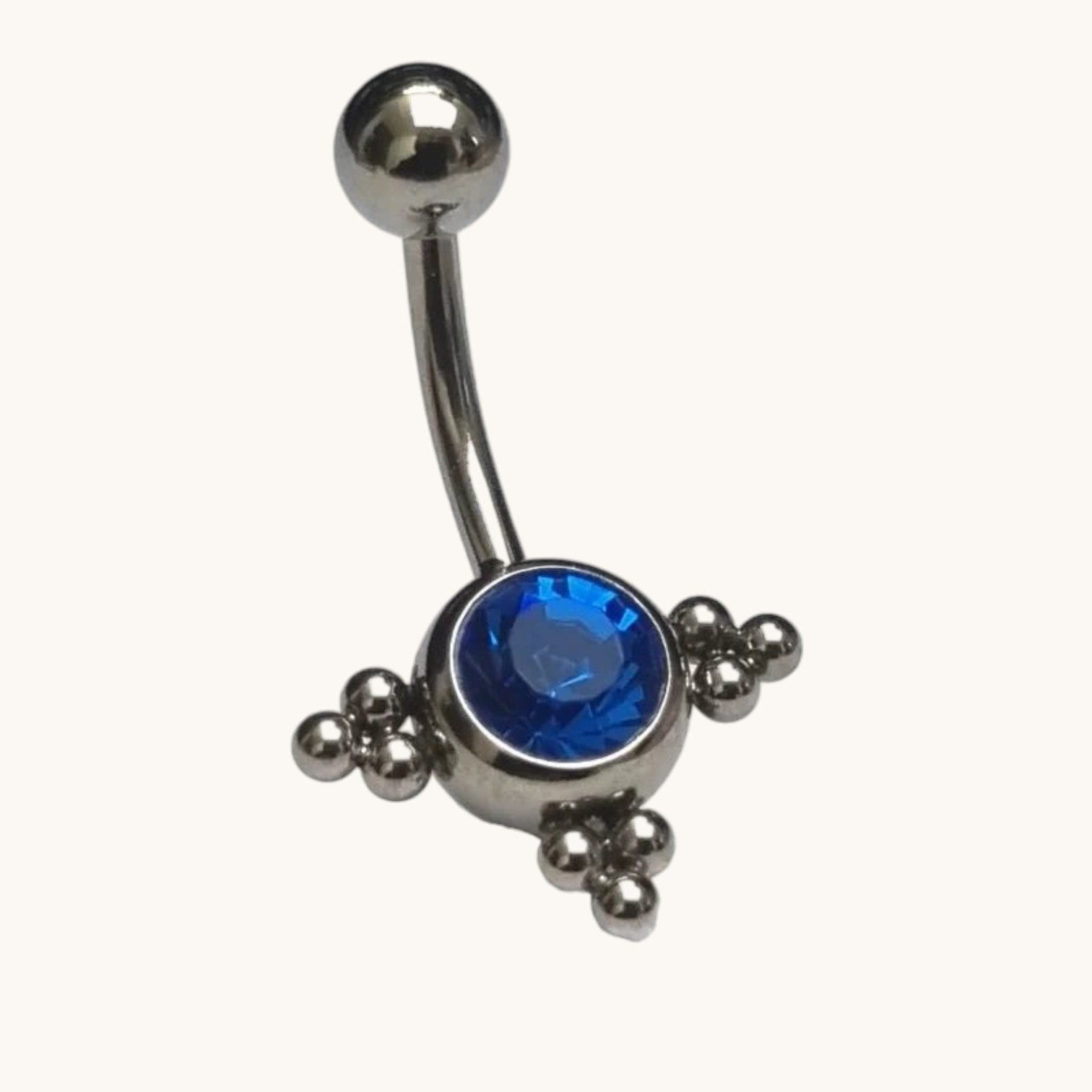 Saffier Blauw Stalen Navelpiercing - Unisex