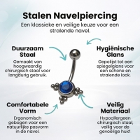 Saffier Blauw Stalen Navelpiercing - Unisex