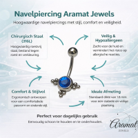 Saffier Blauw Stalen Navelpiercing - Unisex