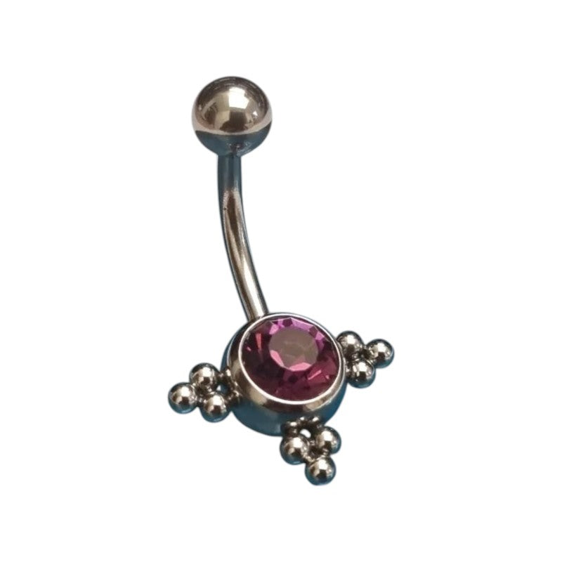 Stalen Navelpiercing Eline Paars Zirkonia - Unisex