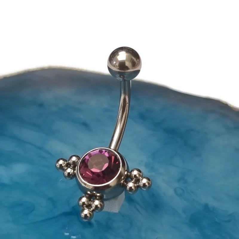 Stalen Navelpiercing Eline Paars Zirkonia - Unisex