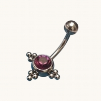 Stalen Navelpiercing Eline Paars Zirkonia - Unisex
