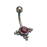 Stalen Navelpiercing Eline Paars Zirkonia - Unisex
