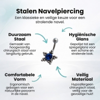 Donkerblauwe Zirkonia Navelpiercing met Ster - Unisex
