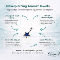 Donkerblauwe Zirkonia Navelpiercing met Ster - Unisex