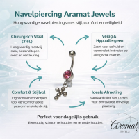 Roze Zirkonia Stalen Navelpiercing met Kruisje - Unisex