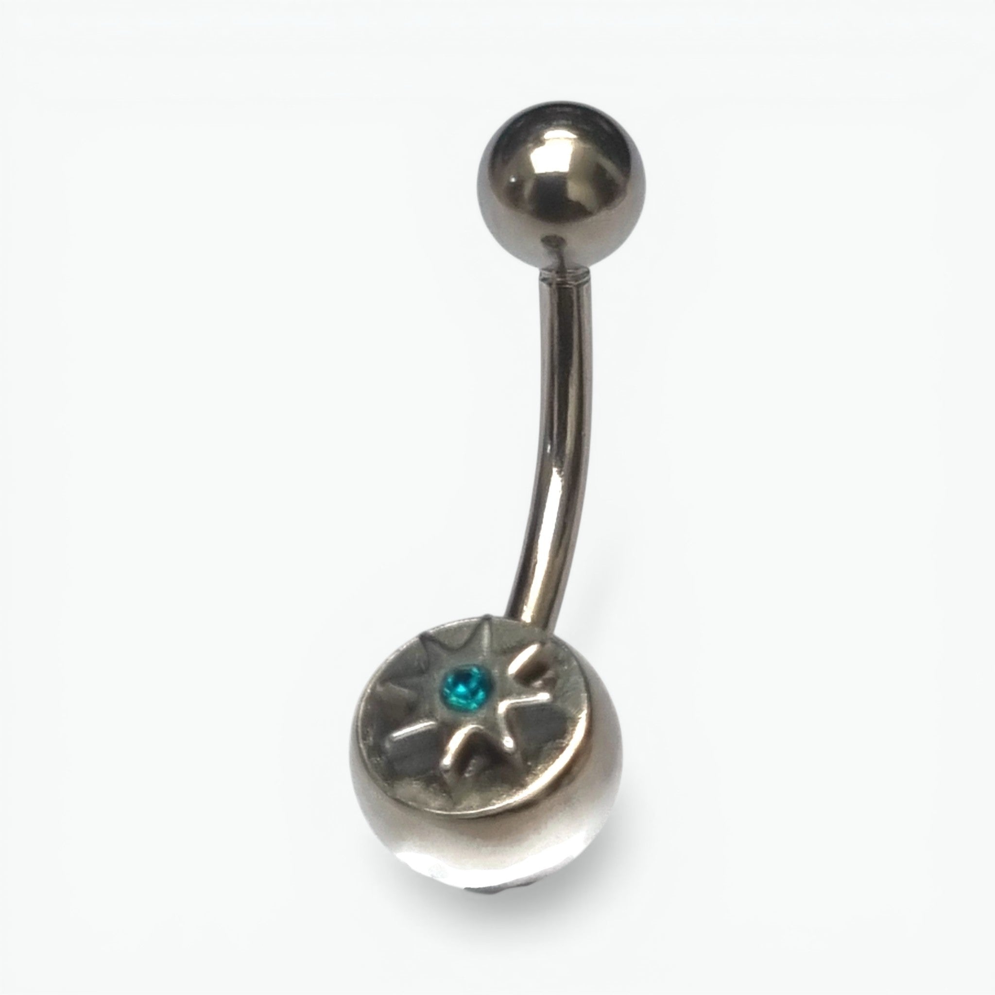 Zee Blauwe Navelpiercing met Ster - Stijlvol Accessoire - Heren