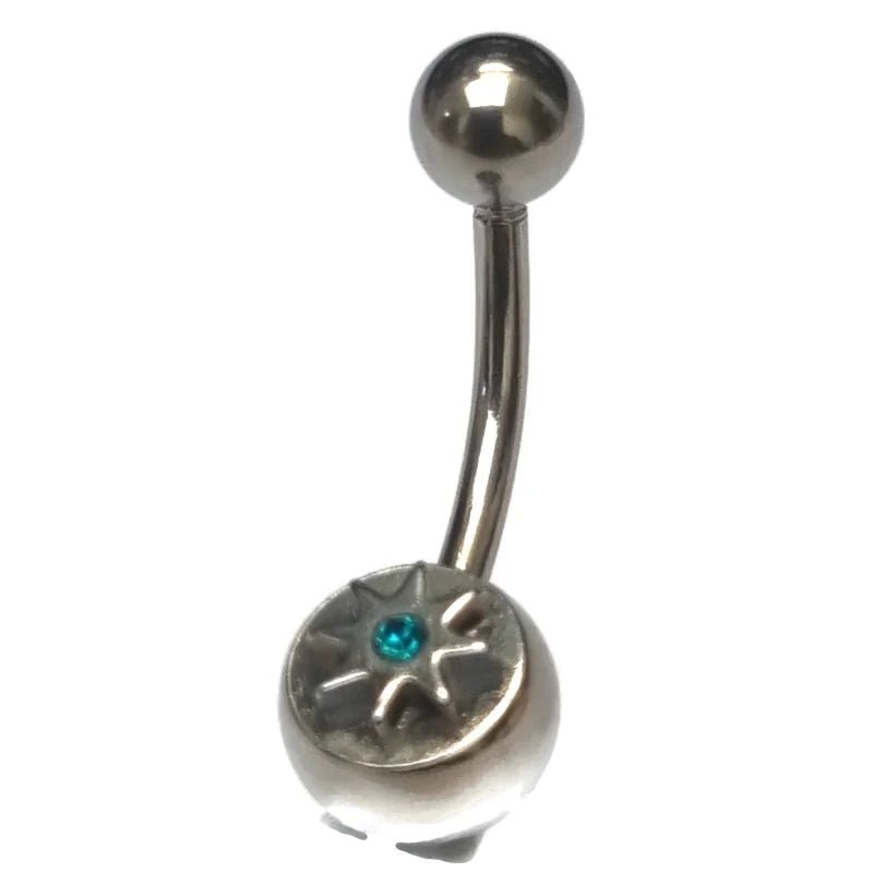 Zee Blauwe Navelpiercing met Ster - Stijlvol Accessoire - Heren