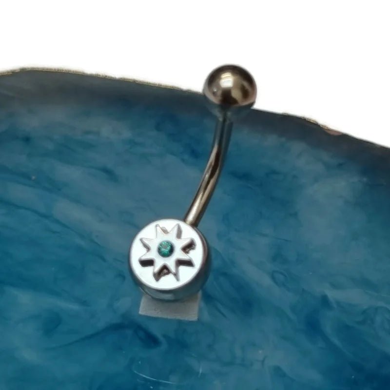 Zee Blauwe Navelpiercing met Ster - Stijlvol Accessoire - Heren