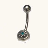 Zee Blauwe Navelpiercing met Ster - Stijlvol Accessoire - Heren