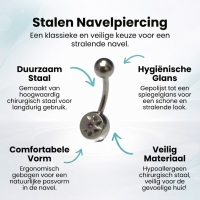 Stalen Navelpiercing met Paarse Zirkonia Ster - Unisex