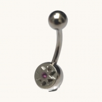 Stalen Navelpiercing met Paarse Zirkonia Ster - Unisex