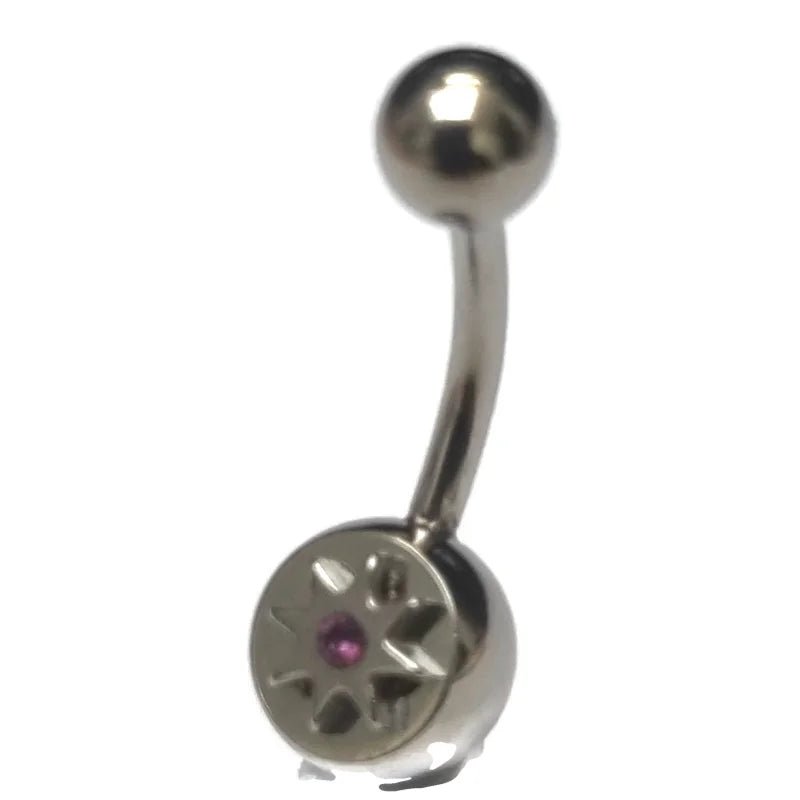 Stalen Navelpiercing met Paarse Zirkonia Ster - Unisex