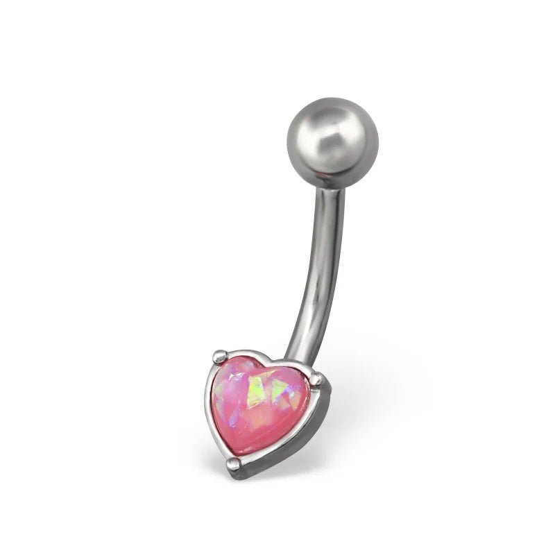 Roze Opaal Stalen Navelpiercing - Unisex