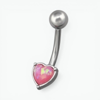 Roze Opaal Stalen Navelpiercing - Unisex