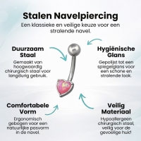 Roze Opaal Stalen Navelpiercing - Unisex