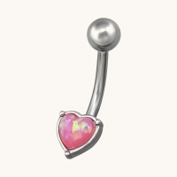 Roze Opaal Stalen Navelpiercing - Unisex