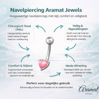 Roze Opaal Stalen Navelpiercing - Unisex