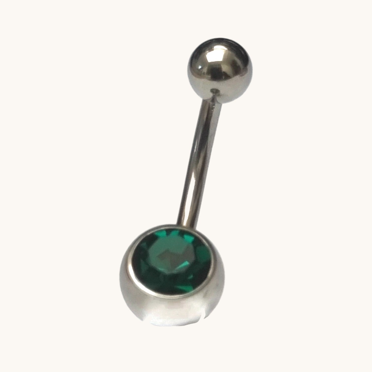 Groene Zirkonia Navelpiercing RVS - Unisex